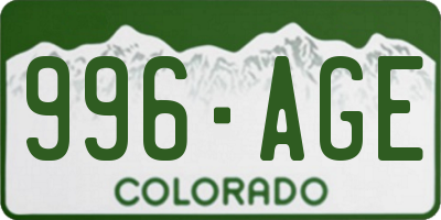 CO license plate 996AGE