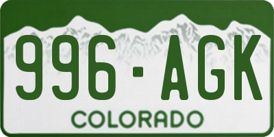 CO license plate 996AGK