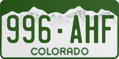 CO license plate 996AHF