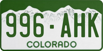 CO license plate 996AHK