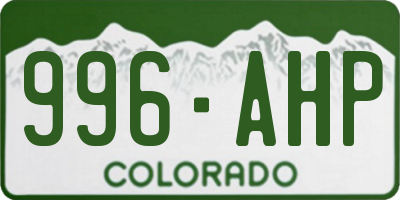 CO license plate 996AHP