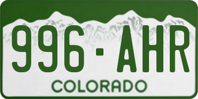 CO license plate 996AHR