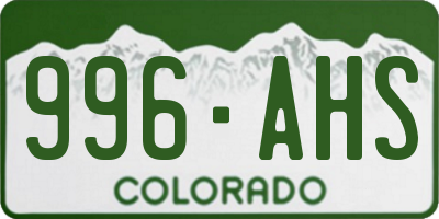 CO license plate 996AHS