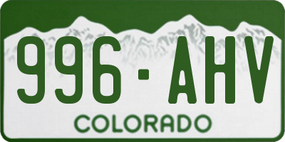 CO license plate 996AHV