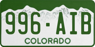 CO license plate 996AIB