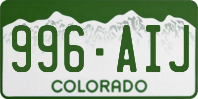 CO license plate 996AIJ