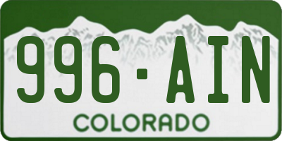 CO license plate 996AIN