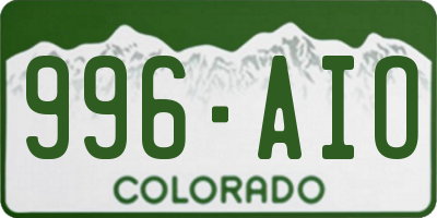 CO license plate 996AIO