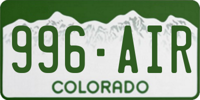 CO license plate 996AIR