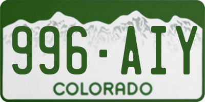 CO license plate 996AIY