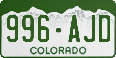 CO license plate 996AJD