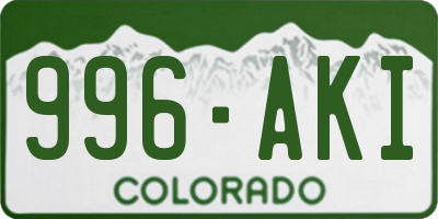 CO license plate 996AKI