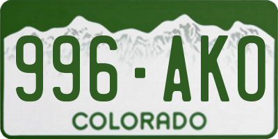 CO license plate 996AKO