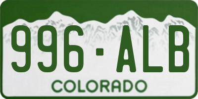 CO license plate 996ALB