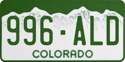 CO license plate 996ALD