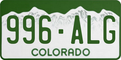 CO license plate 996ALG