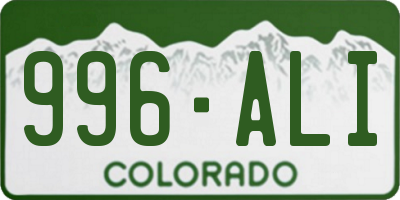 CO license plate 996ALI