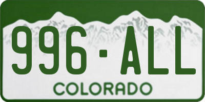 CO license plate 996ALL