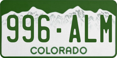 CO license plate 996ALM