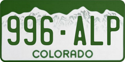 CO license plate 996ALP
