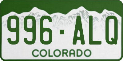 CO license plate 996ALQ