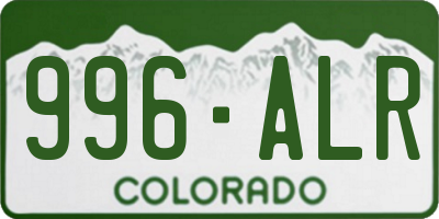 CO license plate 996ALR