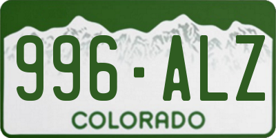 CO license plate 996ALZ