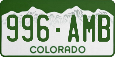 CO license plate 996AMB