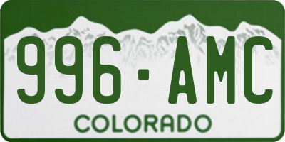 CO license plate 996AMC