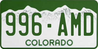 CO license plate 996AMD
