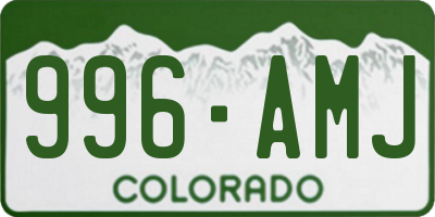 CO license plate 996AMJ