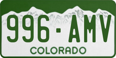CO license plate 996AMV