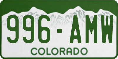 CO license plate 996AMW