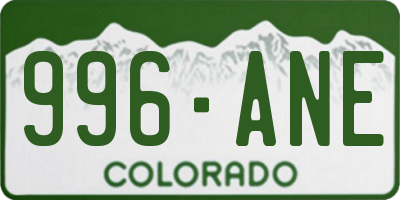 CO license plate 996ANE