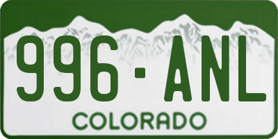 CO license plate 996ANL