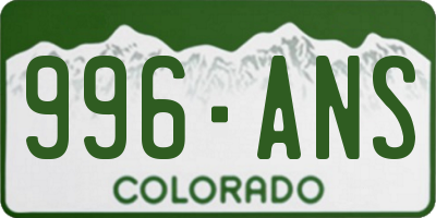 CO license plate 996ANS