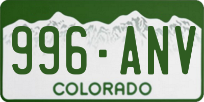 CO license plate 996ANV