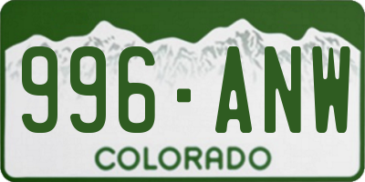 CO license plate 996ANW