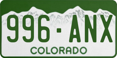 CO license plate 996ANX