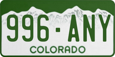 CO license plate 996ANY