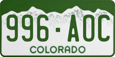 CO license plate 996AOC