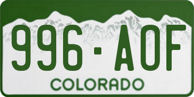 CO license plate 996AOF
