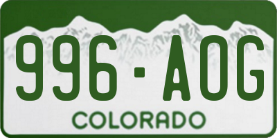CO license plate 996AOG