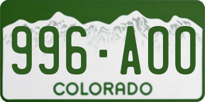 CO license plate 996AOO