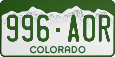 CO license plate 996AOR