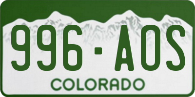 CO license plate 996AOS