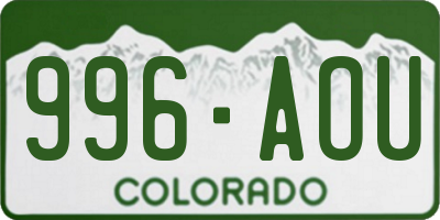 CO license plate 996AOU