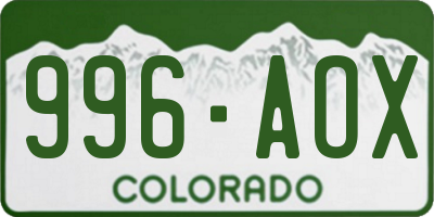 CO license plate 996AOX