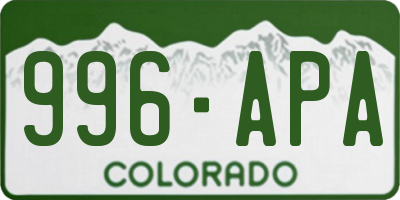 CO license plate 996APA