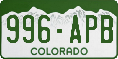CO license plate 996APB